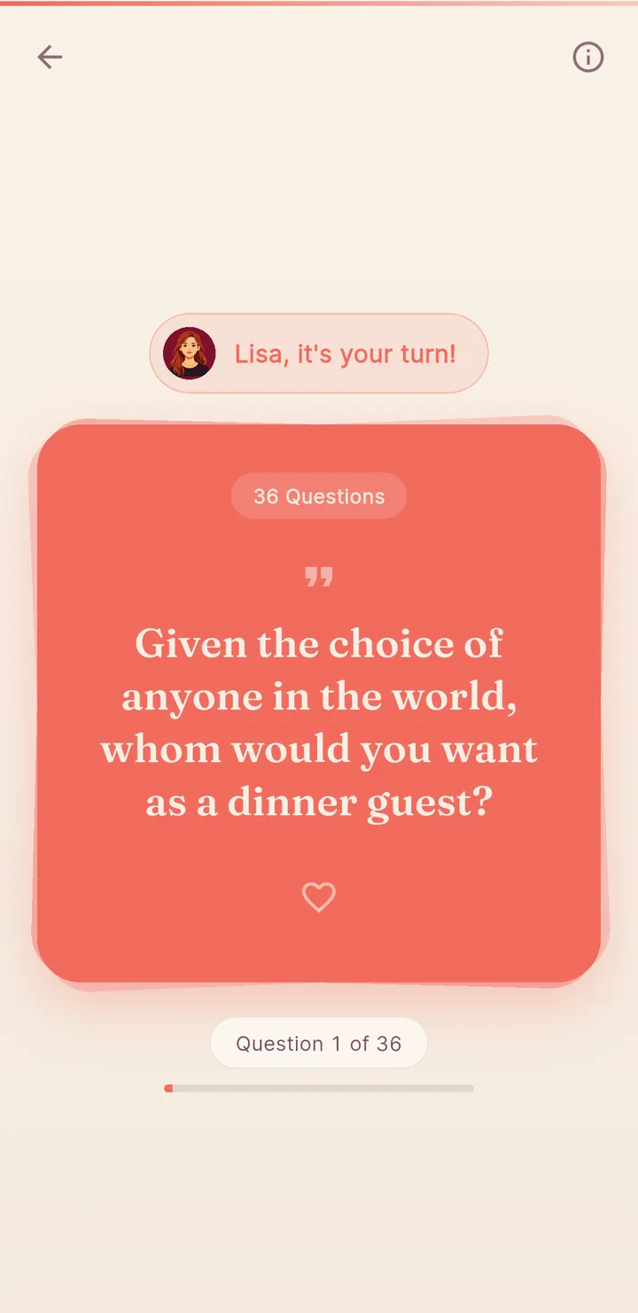 Question card from the 36 questions to fall in love